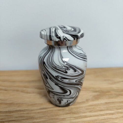 Black & White Marble Swirl Keepsake Urn